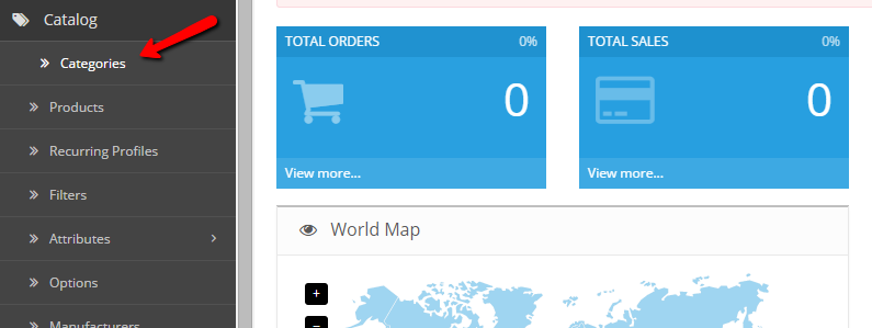 Cart  2 Categories Menu